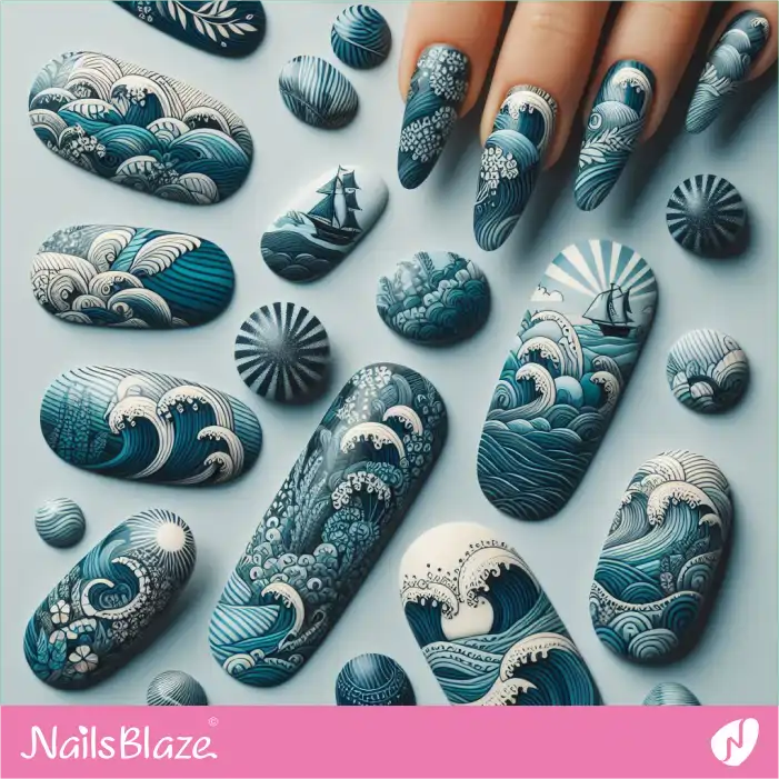 X-Long Nails with Ocean Design | Save the Ocean Nails - NB3254